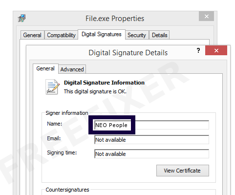 Screenshot of the NEO People certificate